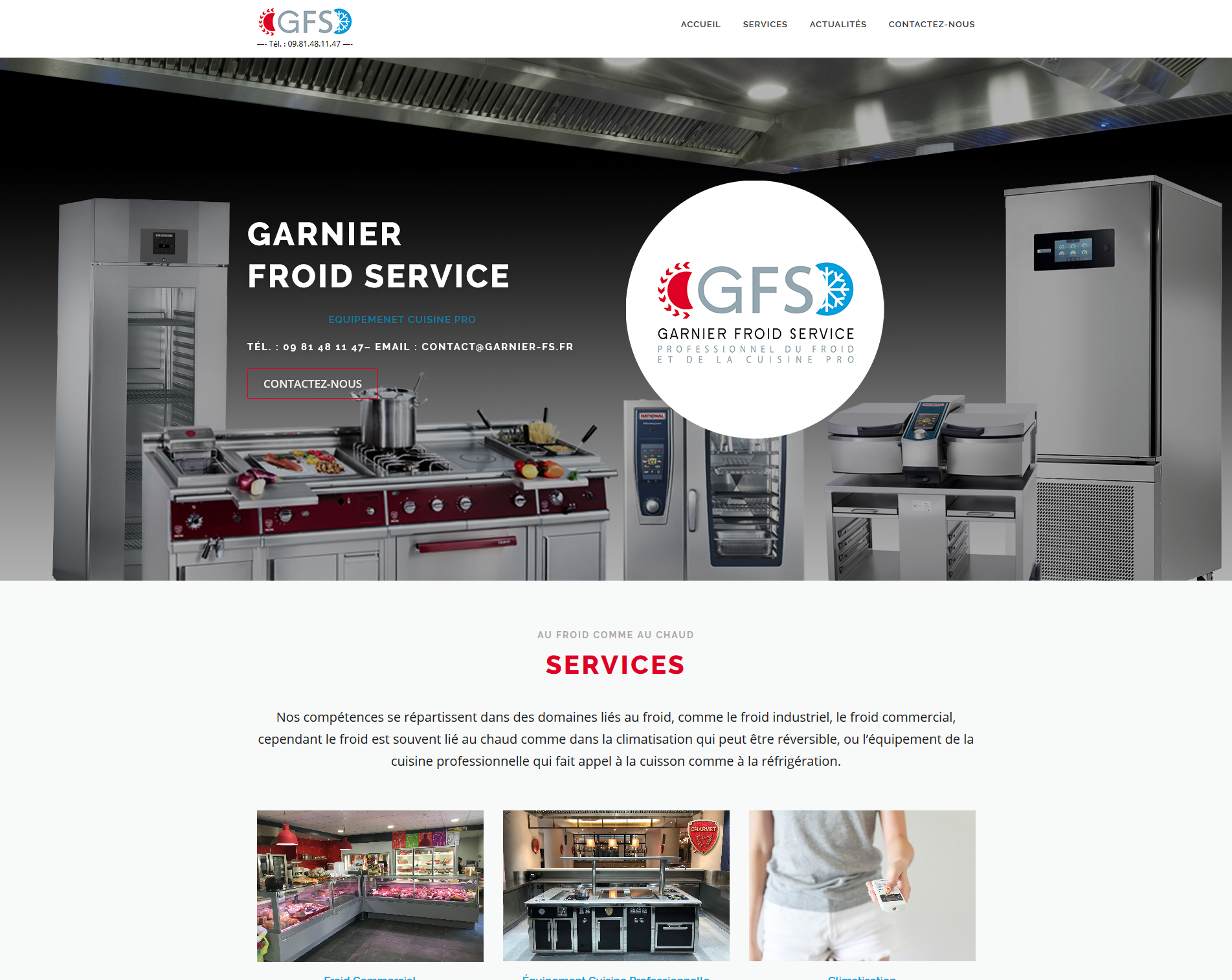 Capture d’écran du site internet Garnier Froid Service